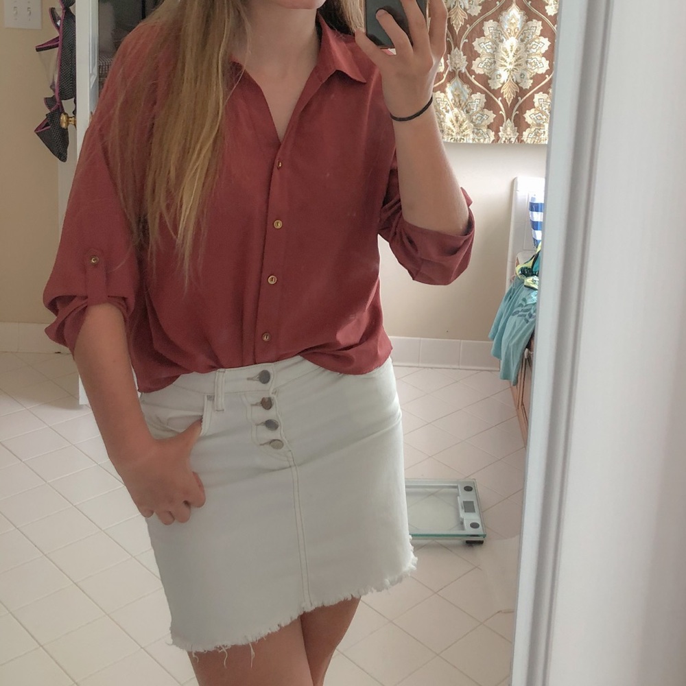 Burgundy Button-Down Blouse